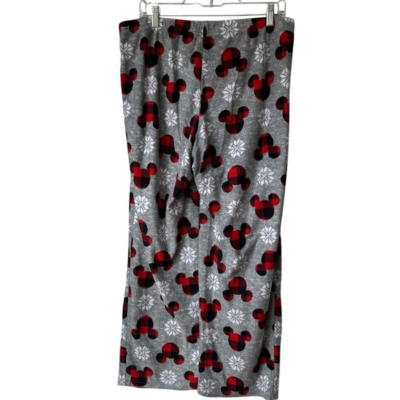 Disney Christmas Buffalo Plaid Mickey Print Plush Pajama Pants, Large - Picture 5 of 6